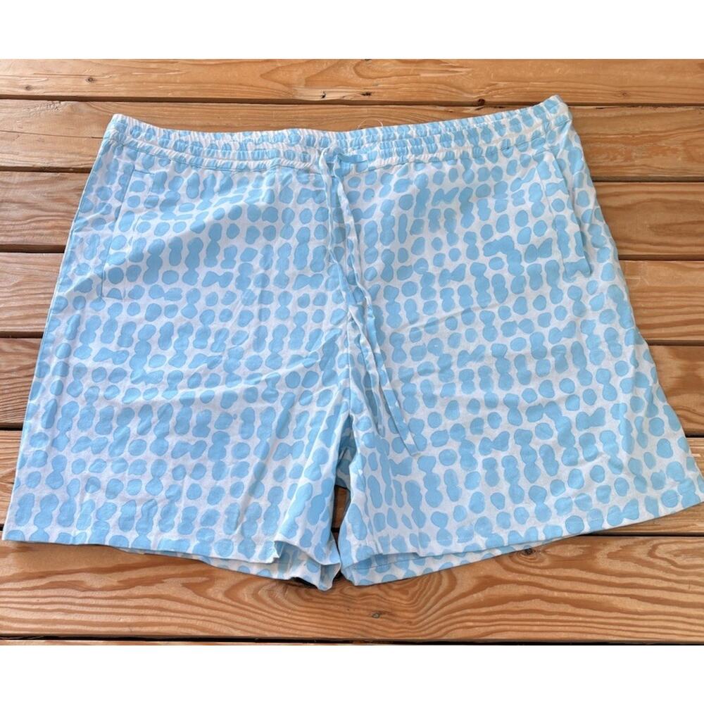 NWOT And for good Women’s Organic Cotton Polka Dot Shore shorts Sz L/XL Blue AA
